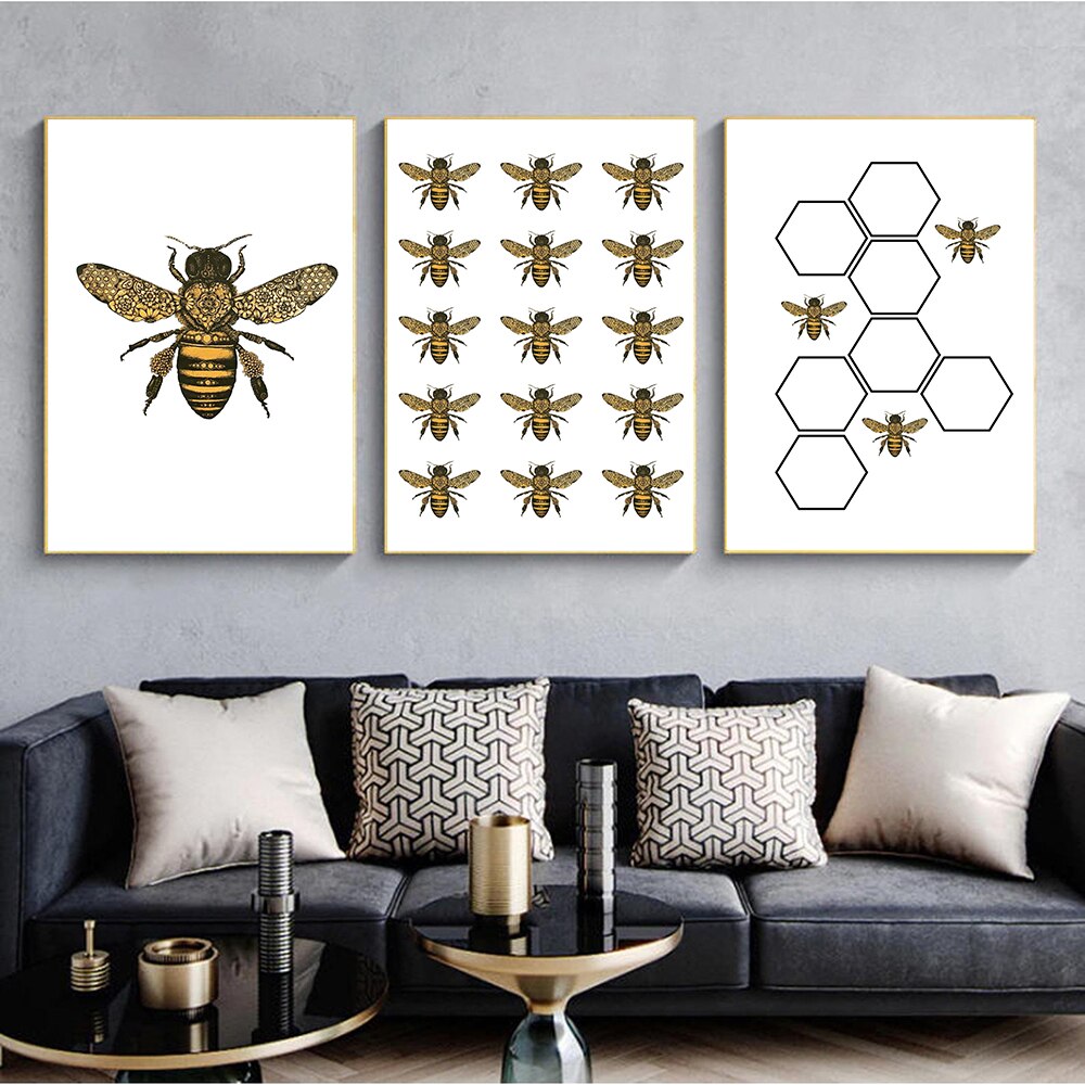 Bee Vintage Poster Prints Farmhouse Wall Art freeshipping - Mandala Bloom
