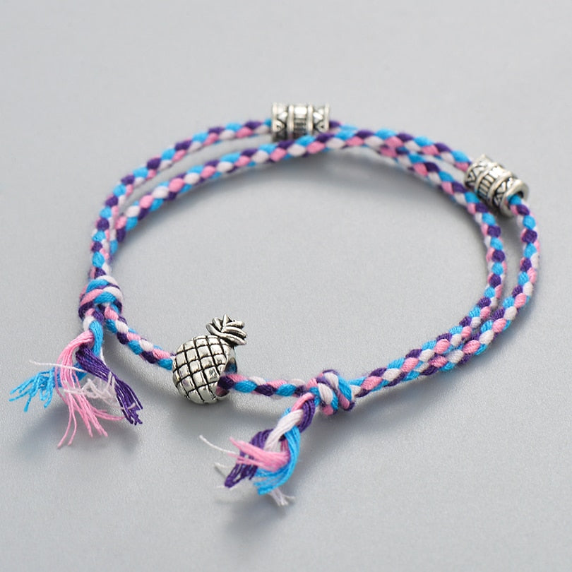 Ethnic Tibetan Buddha Head Woven Multicolor Handmade Rope Buddha Charm Bracelet