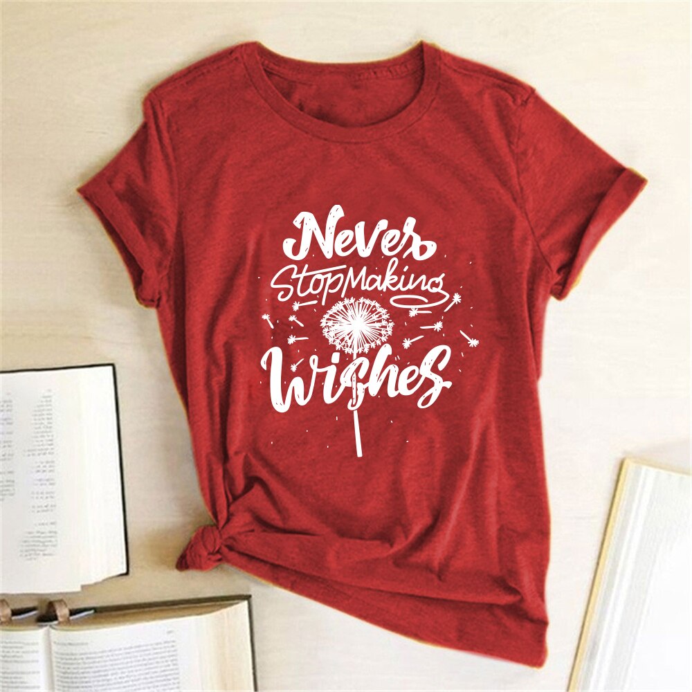 Never Stop Making Wishes Dandelion Print T-shirt freeshipping - Mandala Bloom