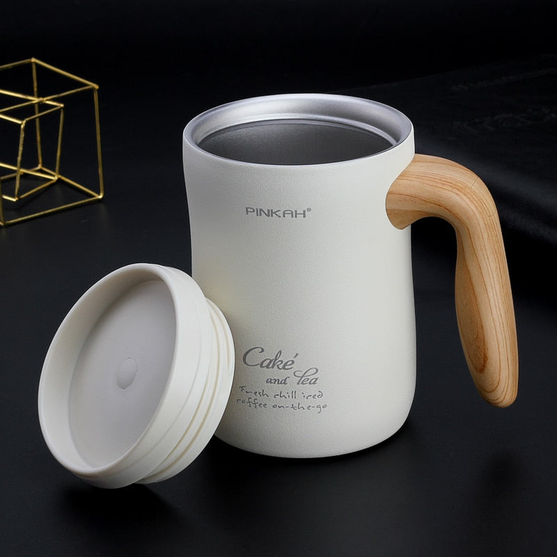 470ML Vacuum Coffee Cup With Handle Insulation Mug Office Leakproof Tea Cup With Lid Household Milk Thermos freeshipping - Mandala Bloom