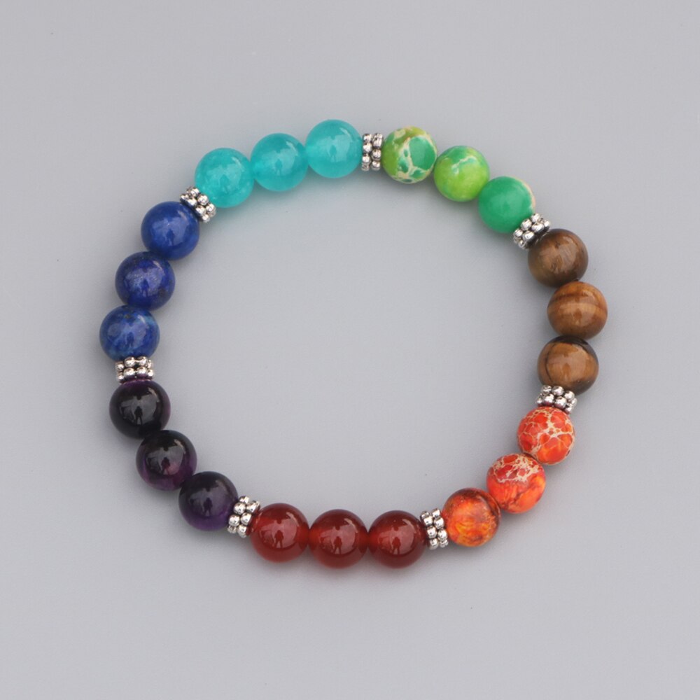 7 Chakras Tiger Eye Bead Bracelet freeshipping - Mandala Bloom
