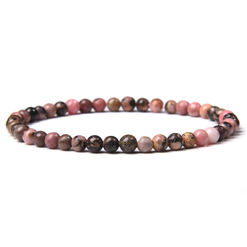 4mm Chakra Beads Energy Bracelet Natural Round Agates Onyx Stone Stretch Bracelet