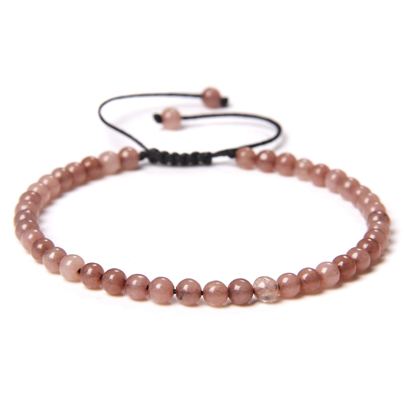 Adjustable 4MM Stone Beads Bracelet