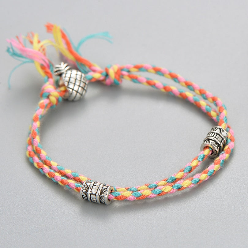 Ethnic Tibetan Buddha Head Woven Multicolor Handmade Rope Buddha Charm Bracelet