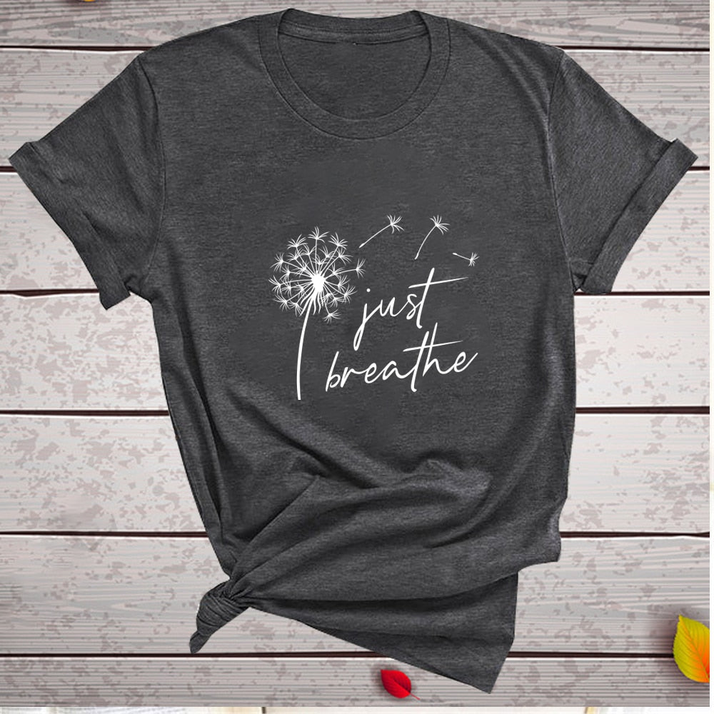 Dandelion 'Just Breathe' TShirt freeshipping - Mandala Bloom