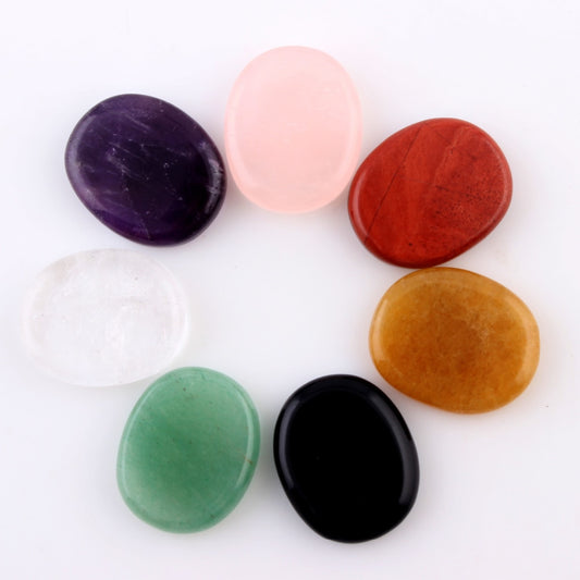 Assorted 7 pieces/lot Palm stone Opal natural Crystal Reiki Healing Tiger eye Pink Quartz Black obsidian Chakra Free pouch freeshipping - Mandala Bloom