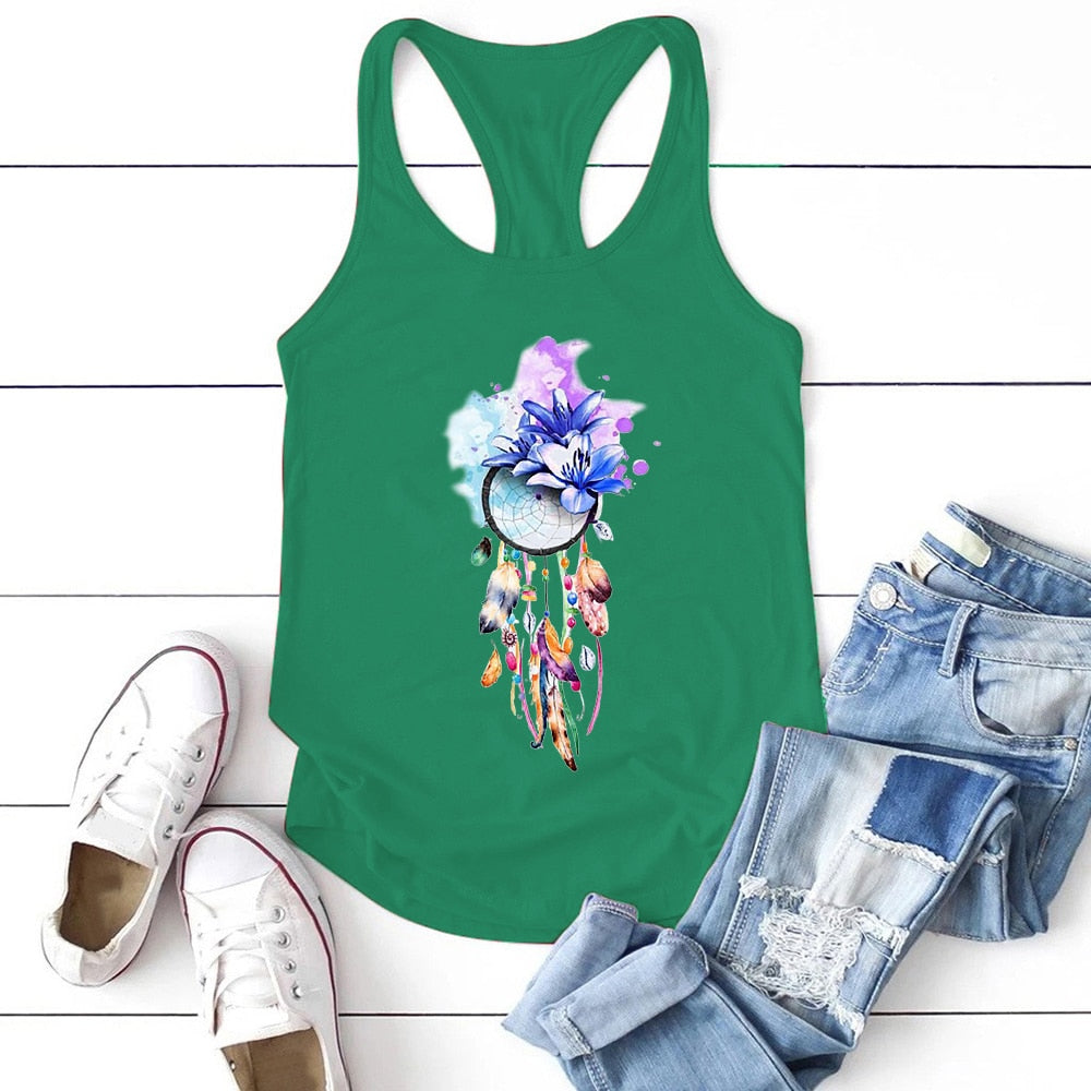 Vintage Flowers Print Women Tank