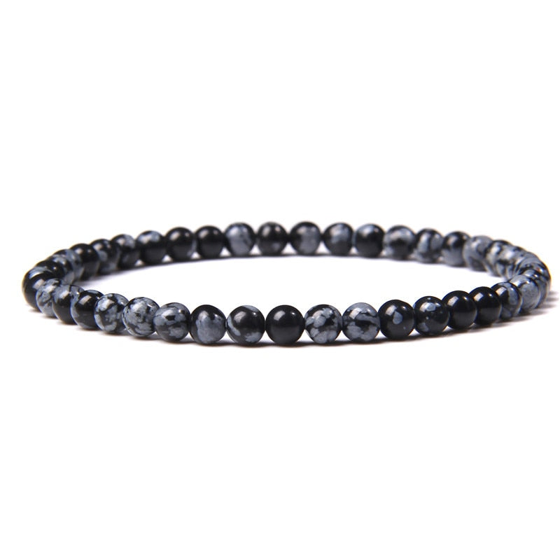 4mm Chakra Beads Energy Bracelet Natural Round Agates Onyx Stone Stretch Bracelet