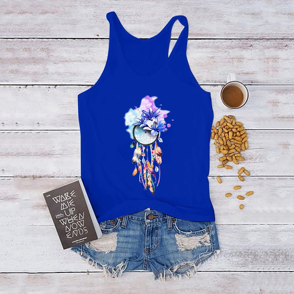 Vintage Flowers Print Women Tank
