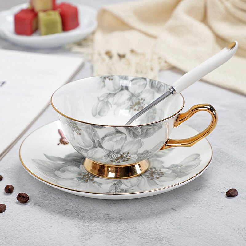 Fine Porcelain Tea Cups And Saucers High-Grade Bone China Coffee Cup and Spoon freeshipping - Mandala Bloom