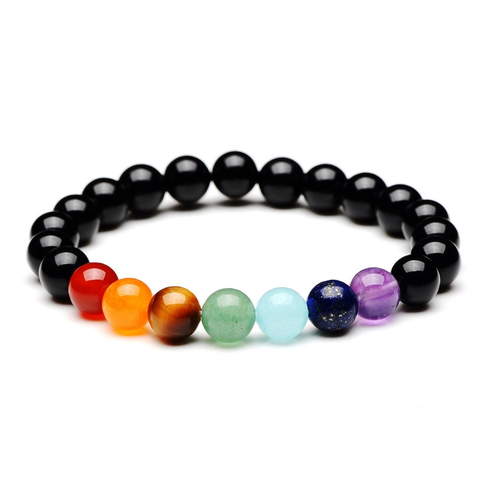 Natural Stone 7 Chakra Bracelet Men Black Lava Healing Balance Beads Reiki Buddha Prayer Yoga Bracelets for Women pulseira freeshipping - Mandala Bloom