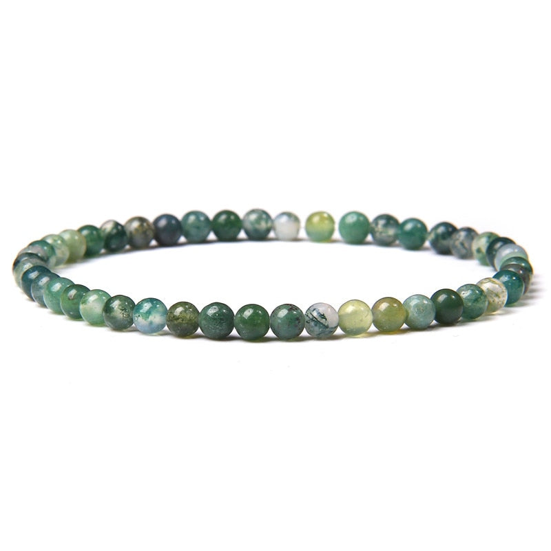 4mm Chakra Beads Energy Bracelet Natural Round Agates Onyx Stone Stretch Bracelet