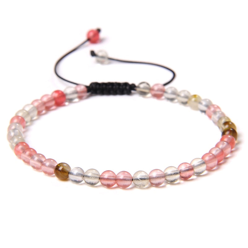 Adjustable 4MM Stone Beads Bracelet
