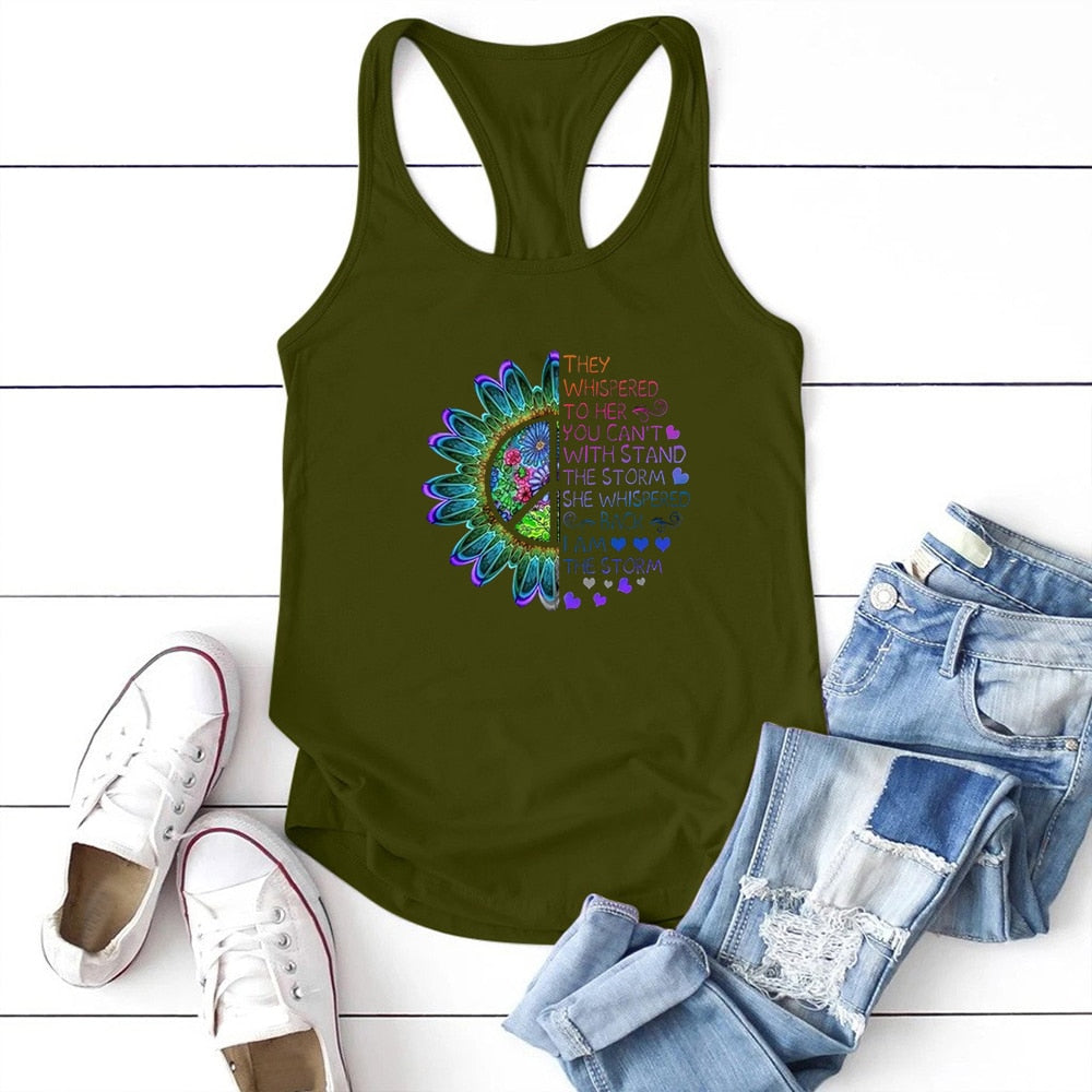 Vintage Flowers Print Tank
