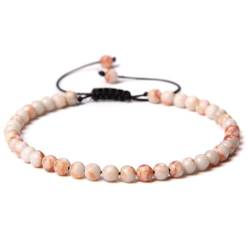 Adjustable 4MM Stone Beads Bracelet