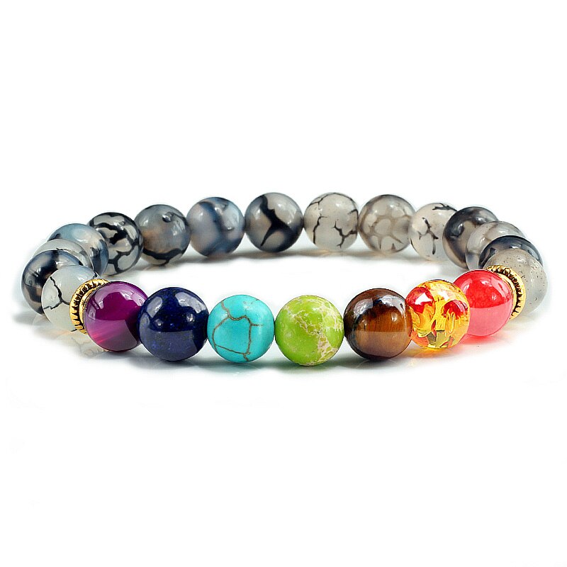Natural Stone 7 Chakra Bracelet Men Black Lava Healing Balance Beads Reiki Buddha Prayer Yoga Bracelets for Women pulseira freeshipping - Mandala Bloom