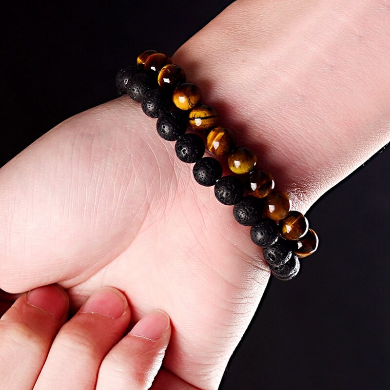 2PCS Men Women Tiger Eye Classic Natural Lava Rock Stone Braided Rope Beaded Bracelets&Bangles Anxiety Stress Relief Bracelet freeshipping - Mandala Bloom