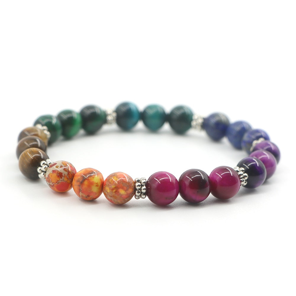 7 Chakras Tiger Eye Bead Bracelet freeshipping - Mandala Bloom