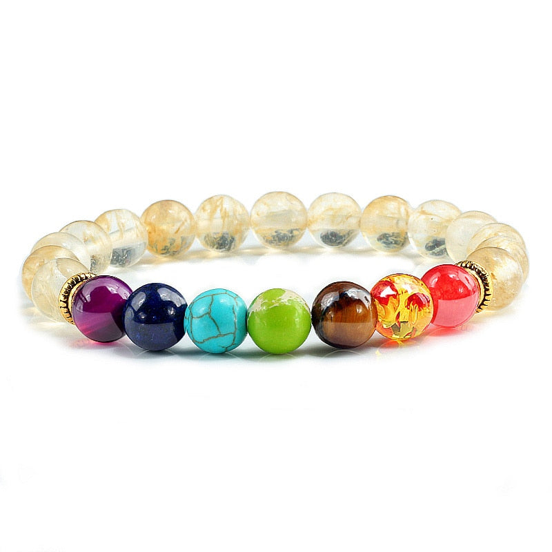 Natural Stone 7 Chakra Bracelet Men Black Lava Healing Balance Beads Reiki Buddha Prayer Yoga Bracelets for Women pulseira freeshipping - Mandala Bloom