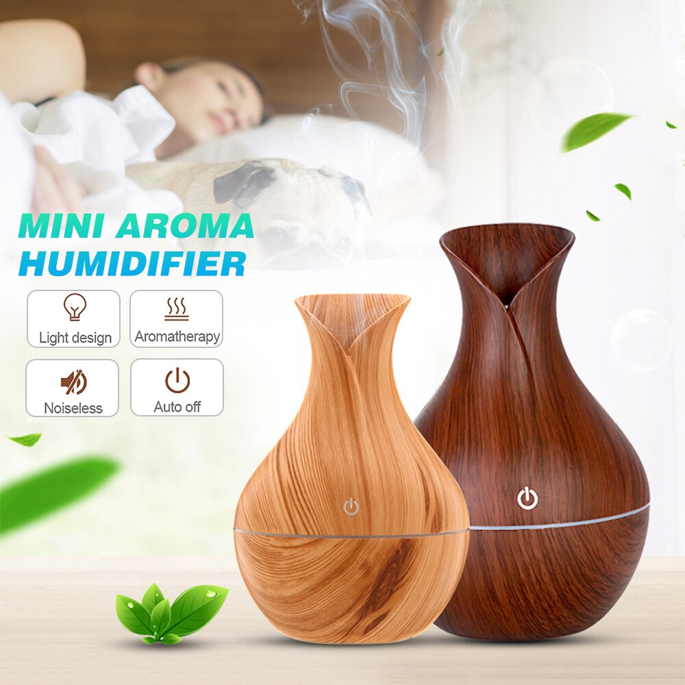 USB Wood Grain Essential Oil Diffuser Ultrasonic Air Humidifier Household Aroma Diffuser Aromatherapy Mist Maker with Light freeshipping - Mandala Bloom