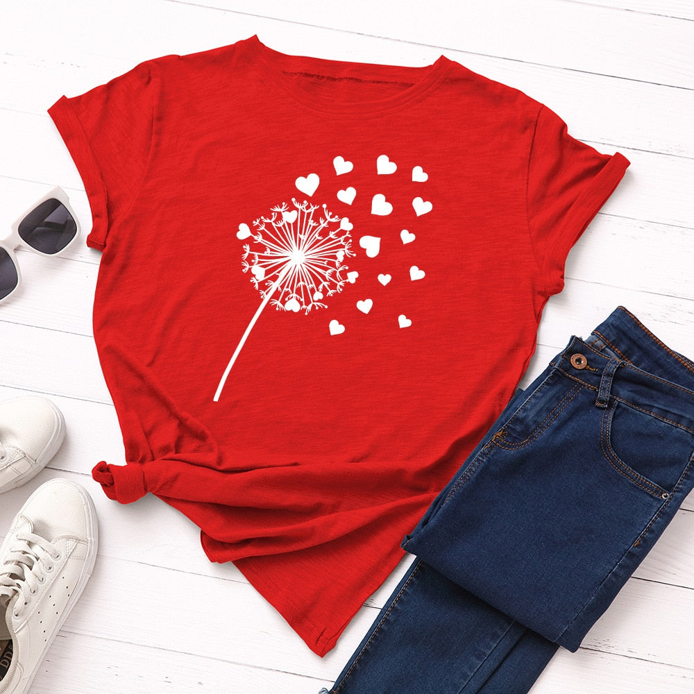 Cotton Dandelion Print Tee Short Sleeve freeshipping - Mandala Bloom