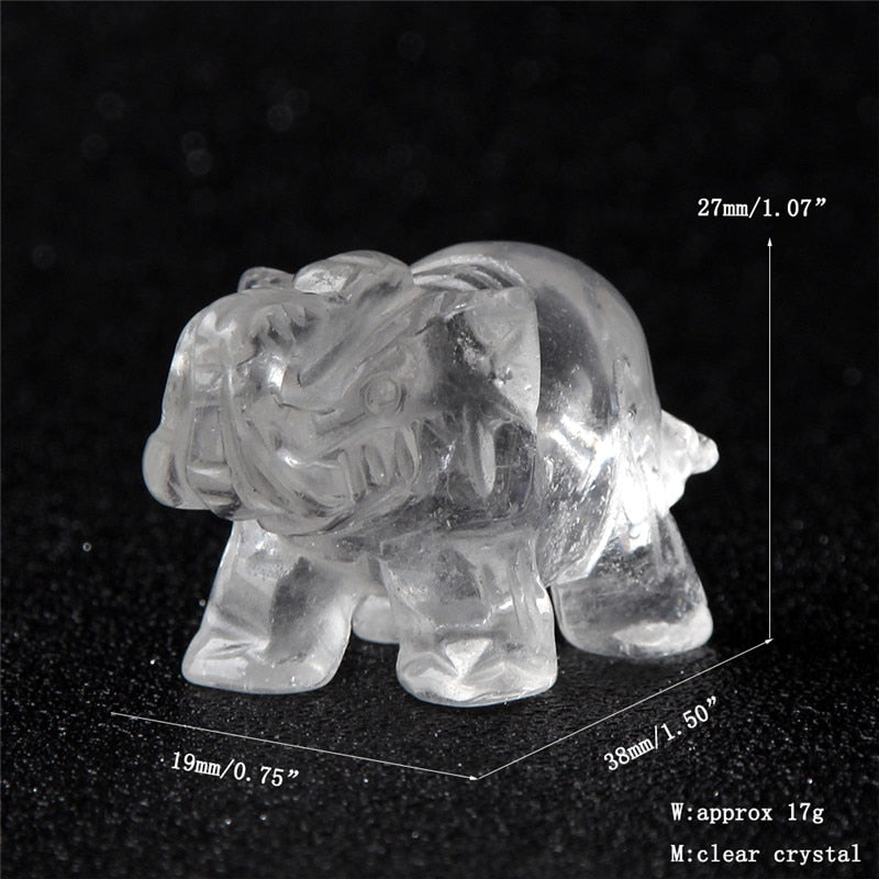 Opal Opalite Tiger eye Elephant Natural stone carved 1.5inch Figurine Chakra Bead Healing Crystal Reiki Feng Shui Free Pouch freeshipping - Mandala Bloom