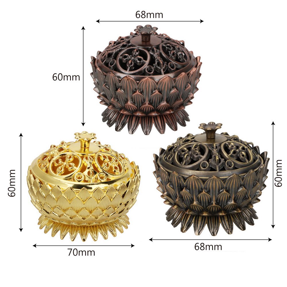 Lotus Shape Sandalwood Censer Incense Holder for Home Office Teahouse Mini Zinc-copper Alloy Incense Burner Home Decor freeshipping - Mandala Bloom