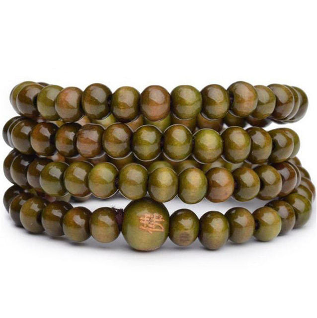 6mm Natural Sandalwood Buddhist Buddha Meditation Mala Bead Bracelet