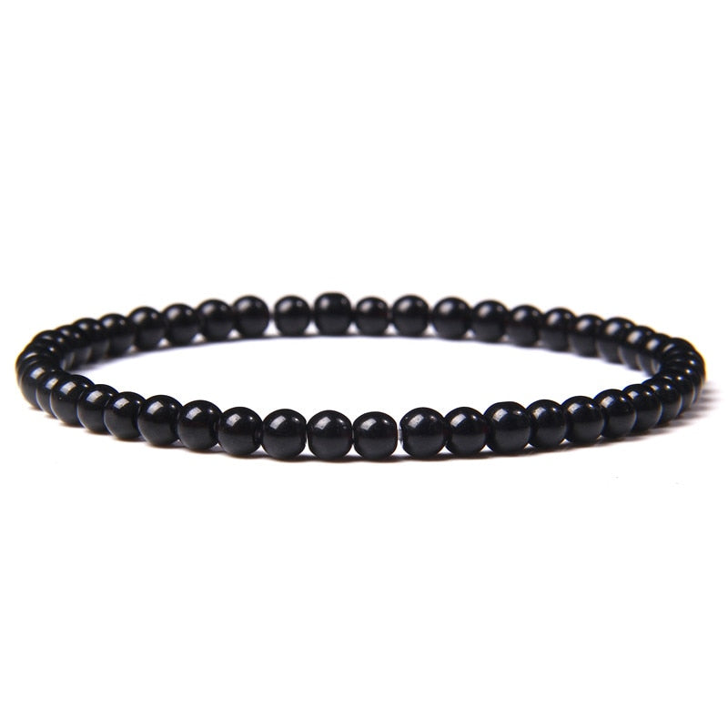 4mm Chakra Beads Energy Bracelet Natural Round Agates Onyx Stone Stretch Bracelet