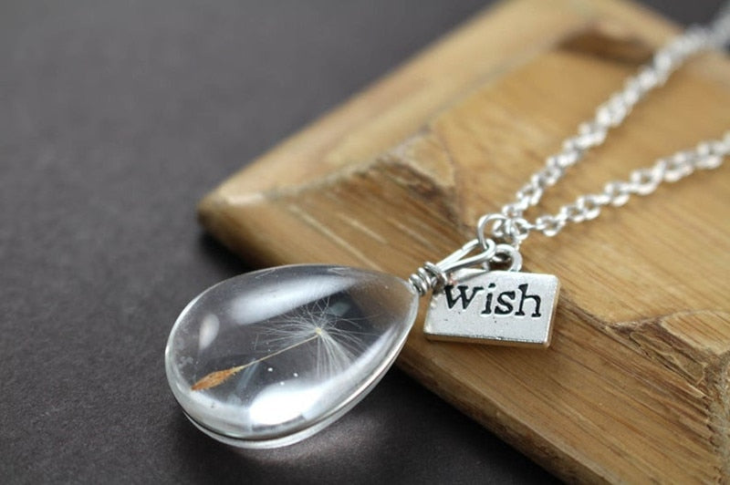 Women Necklace Dandelion Glass Ball Pendant Necklace