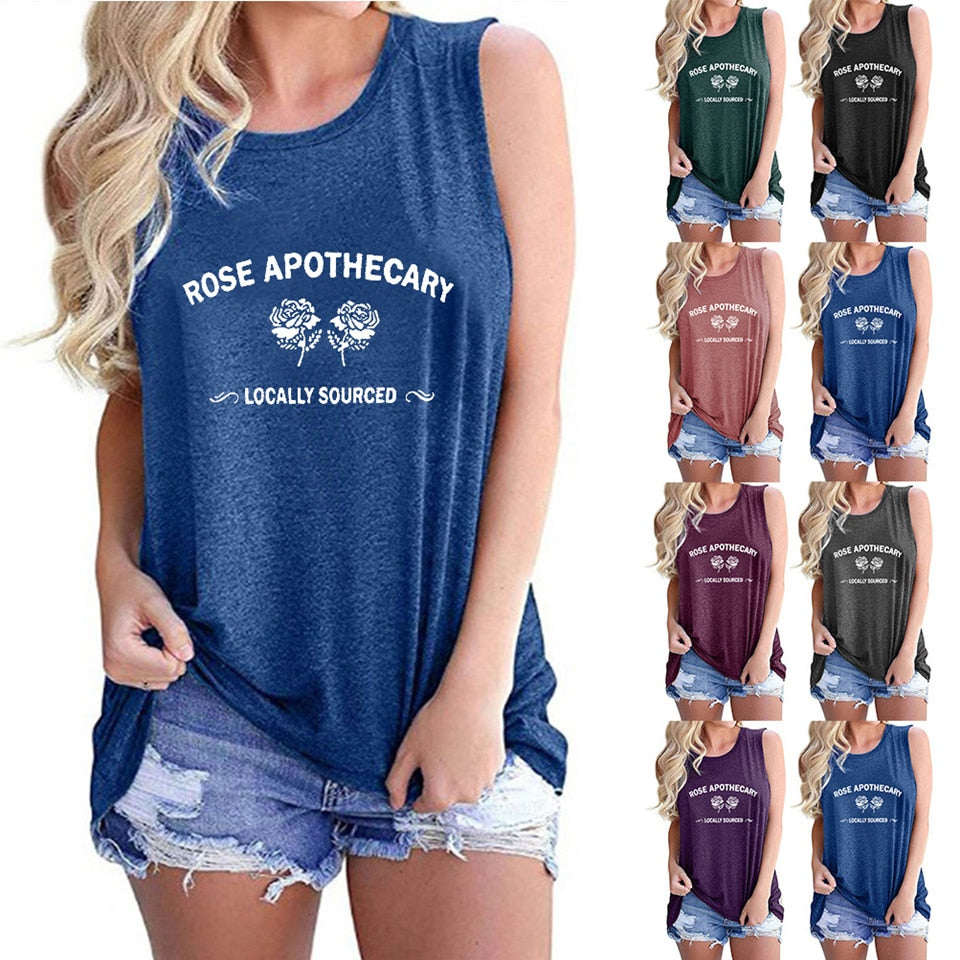 Rose and Letter Printed Tank