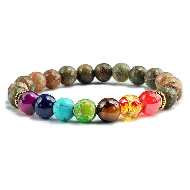 Natural Stone 7 Chakra Bracelet Men Black Lava Healing Balance Beads Reiki Buddha Prayer Yoga Bracelets for Women pulseira freeshipping - Mandala Bloom