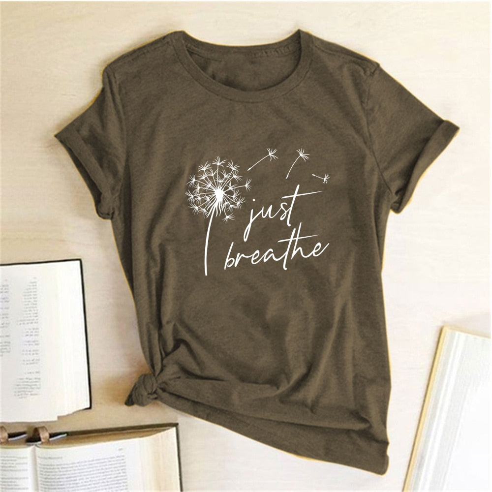 Dandelion 'Just Breathe' TShirt freeshipping - Mandala Bloom