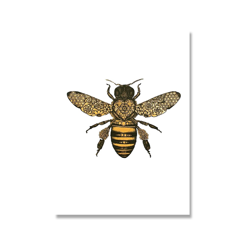 Bee Vintage Poster Prints Farmhouse Wall Art freeshipping - Mandala Bloom