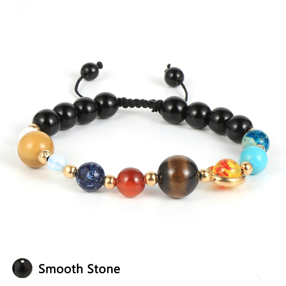 Men Women Buddha Prayer Reiki Bracelets Lava Stone Blue Sandstone Eight Planets Solar System Braided Rope Jewelry freeshipping - Mandala Bloom