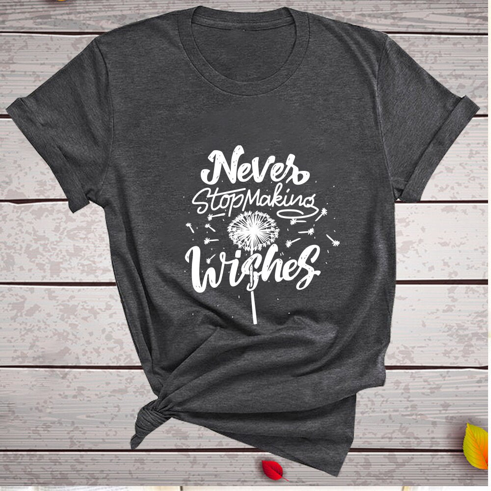 Never Stop Making Wishes Dandelion Print T-shirt freeshipping - Mandala Bloom