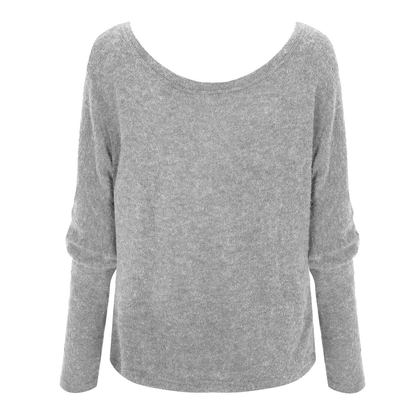 Off Shoulder Women Printed Sweater Long Sleeve Sweater / Oversized Pullover
