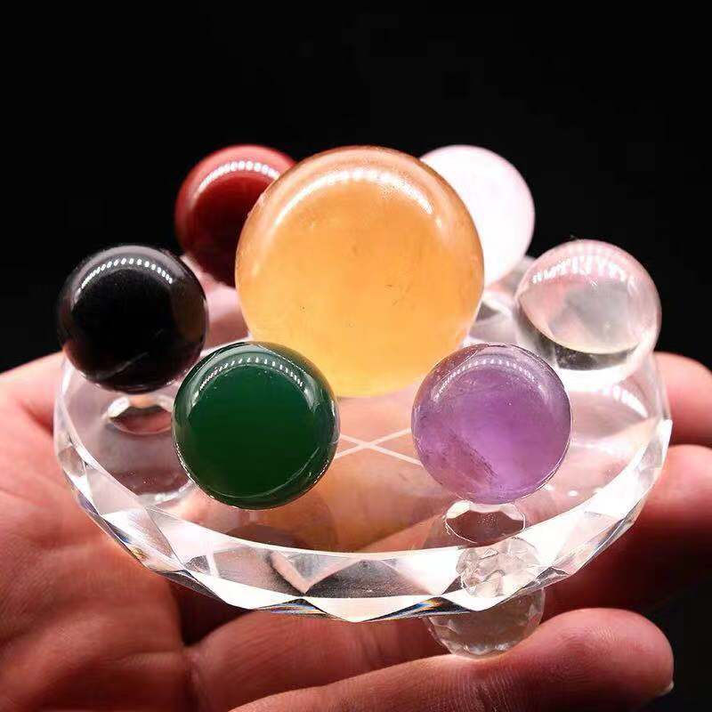 Natural quartz crystal ball seven star array crystal ball reiki meditation crystal decorated chakra healing crystal set freeshipping - Mandala Bloom