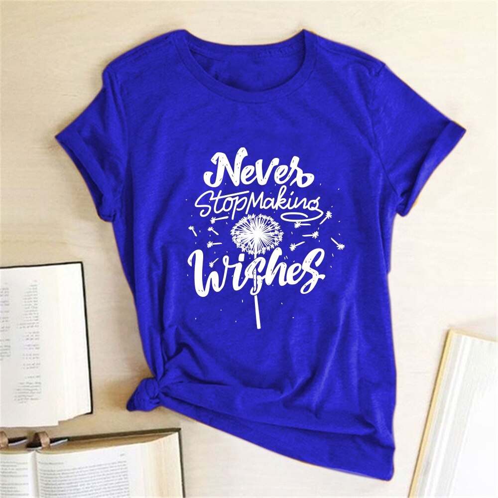 Never Stop Making Wishes Dandelion Print T-shirt freeshipping - Mandala Bloom
