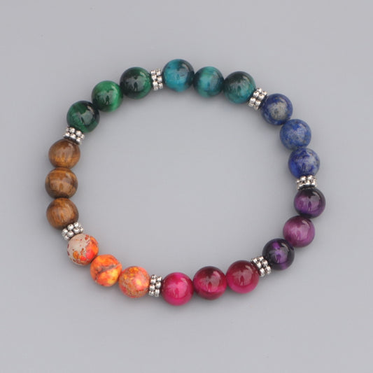 7 Chakras Tiger Eye Bead Bracelet freeshipping - Mandala Bloom