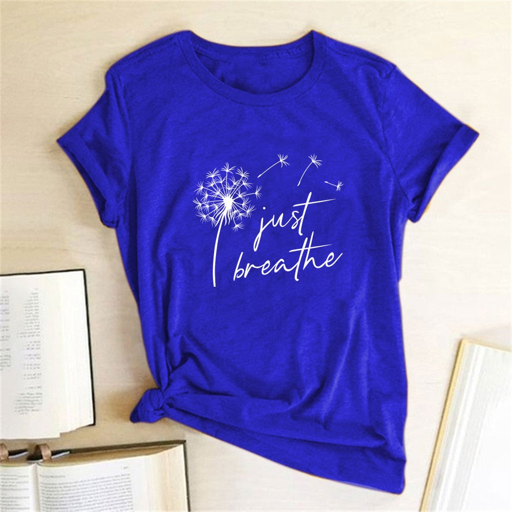 Dandelion 'Just Breathe' TShirt freeshipping - Mandala Bloom