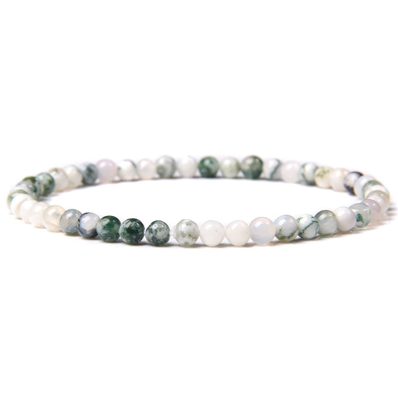 4mm Chakra Beads Energy Bracelet Natural Round Agates Onyx Stone Stretch Bracelet