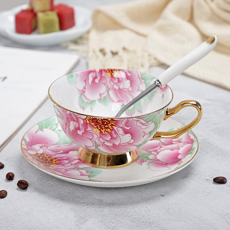 Fine Porcelain Tea Cups And Saucers High-Grade Bone China Coffee Cup and Spoon freeshipping - Mandala Bloom