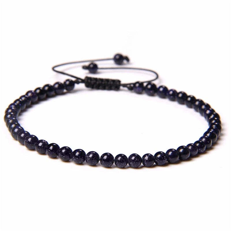Adjustable 4MM Stone Beads Bracelet