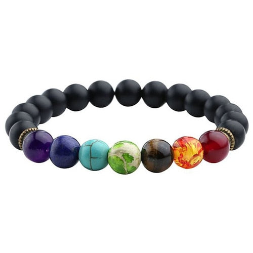 Natural Stone 7 Chakra Bracelet Men Black Lava Healing Balance Beads Reiki Buddha Prayer Yoga Bracelets for Women pulseira freeshipping - Mandala Bloom