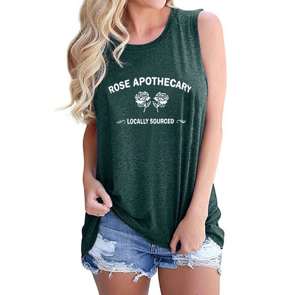 Rose and Letter Printed Tank