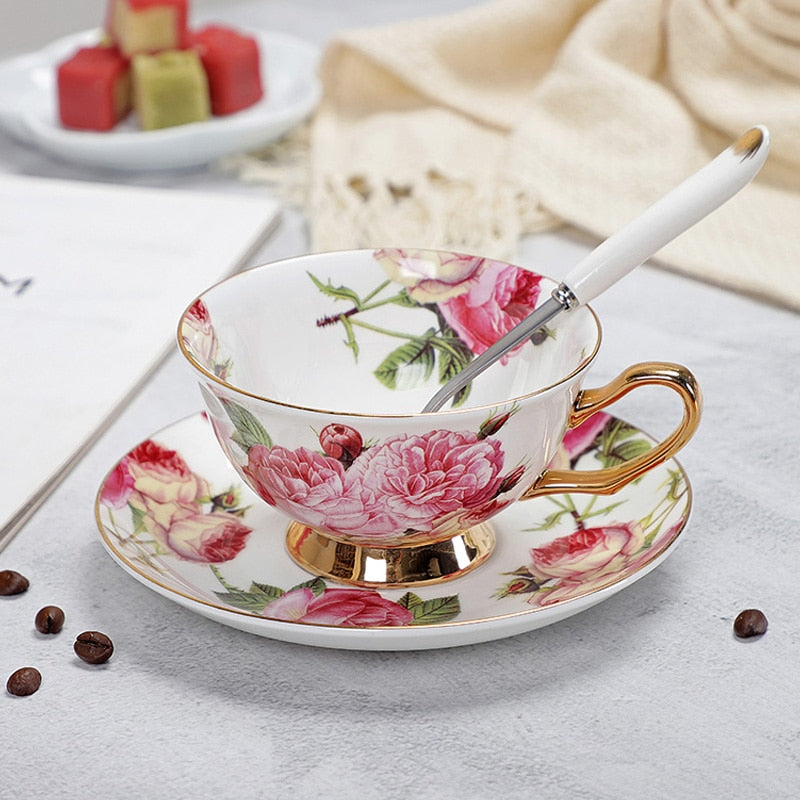 Fine Porcelain Tea Cups And Saucers High-Grade Bone China Coffee Cup and Spoon freeshipping - Mandala Bloom