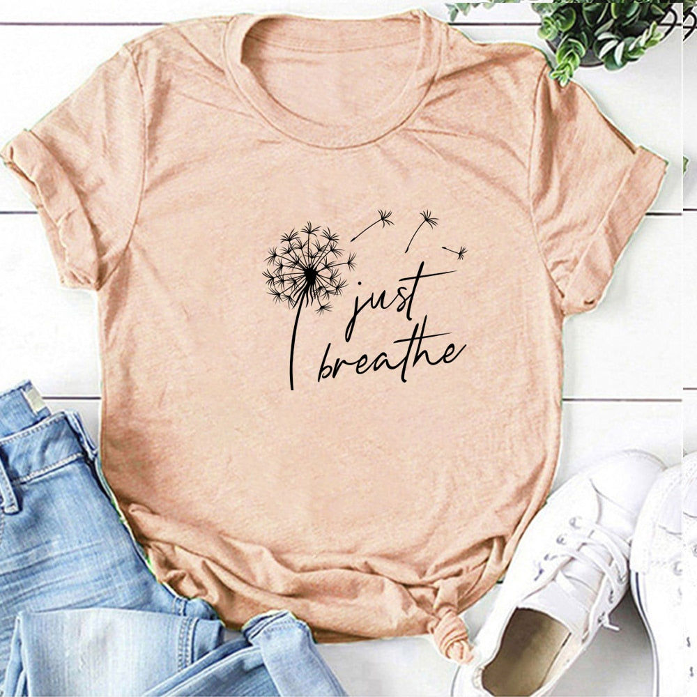 Dandelion 'Just Breathe' TShirt freeshipping - Mandala Bloom