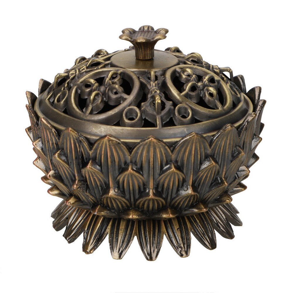 Lotus Shape Sandalwood Censer Incense Holder for Home Office Teahouse Mini Zinc-copper Alloy Incense Burner Home Decor freeshipping - Mandala Bloom