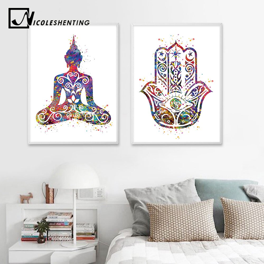 Watercolor Buddha Lotus Canvas freeshipping - Mandala Bloom